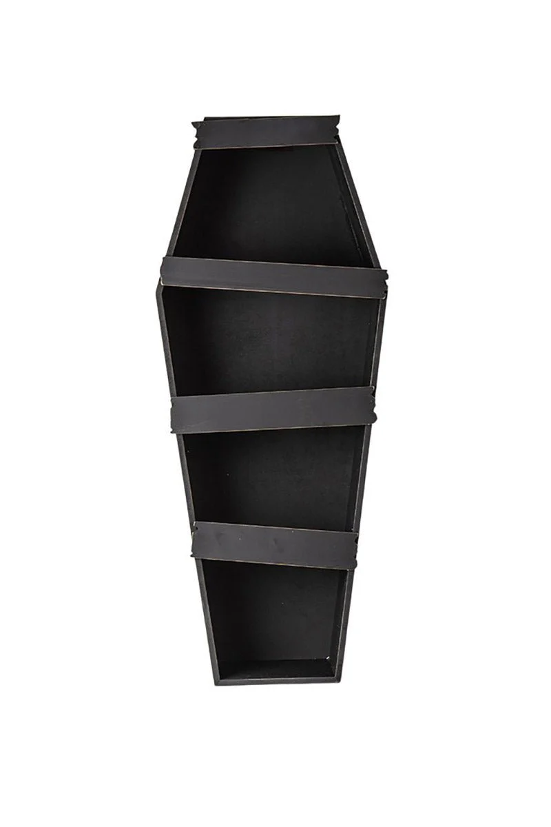 30" Distressed Haunted House Coffin Display Shelf