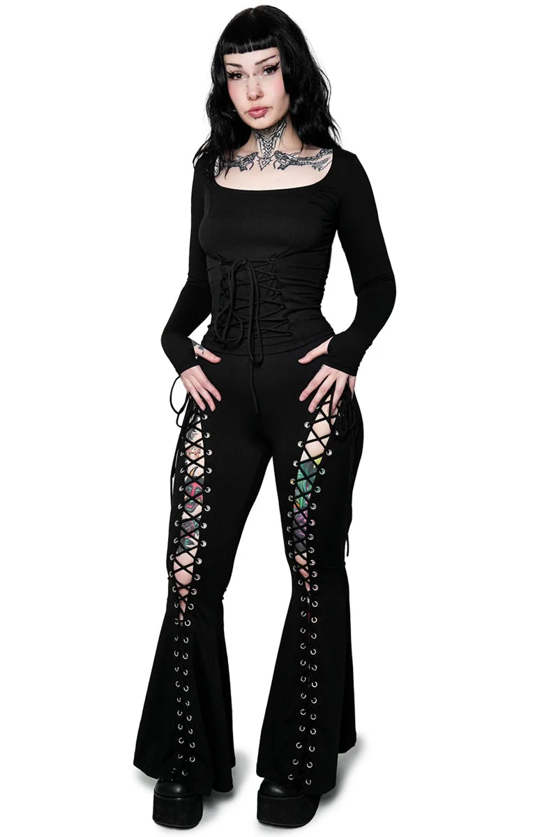 Alice Lace-Up Flare Pants - Image 2