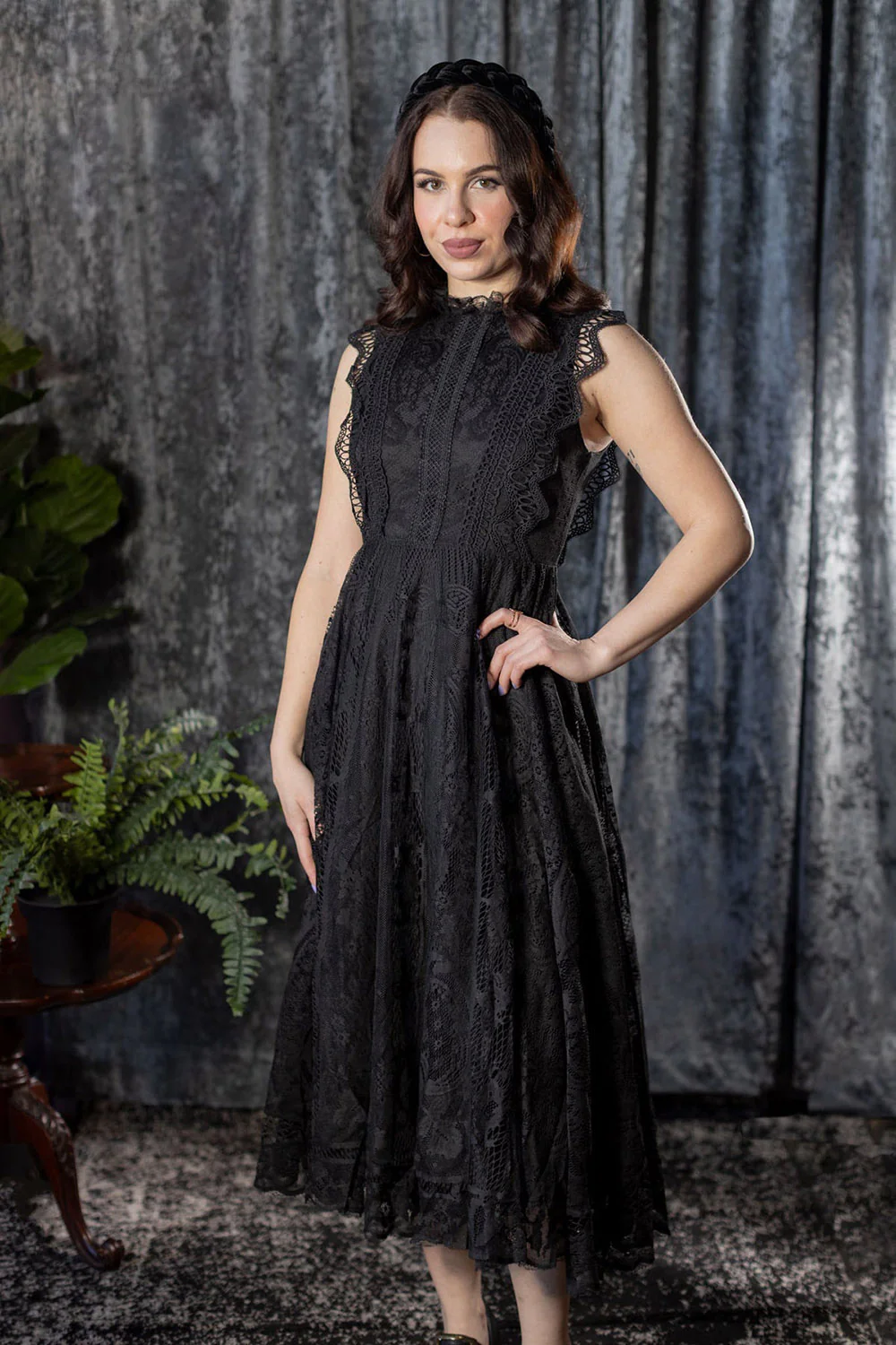 Arabella - Gothic Lace Fit and Flare Dress - Image 3