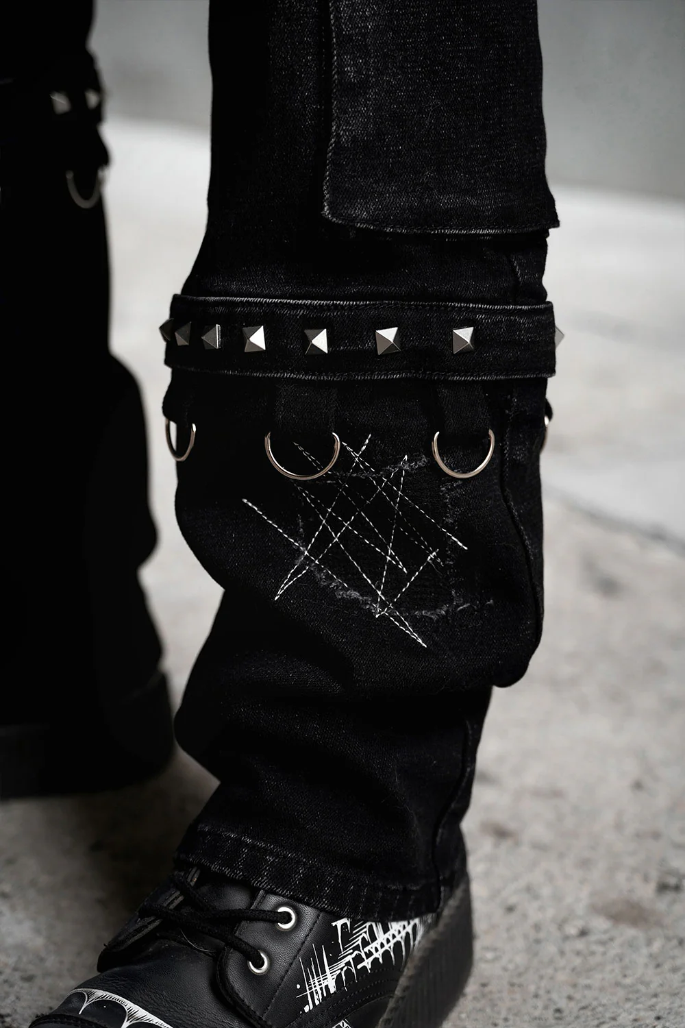 Asylum Scratches Pierced Cargo Pants [Unisex] - Image 11