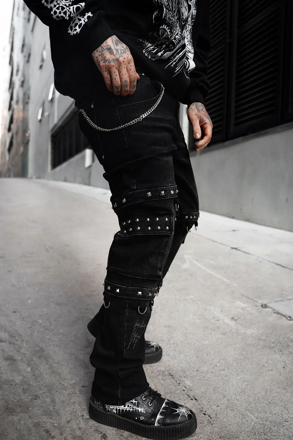 Asylum Scratches Pierced Cargo Pants [Unisex] - Image 4