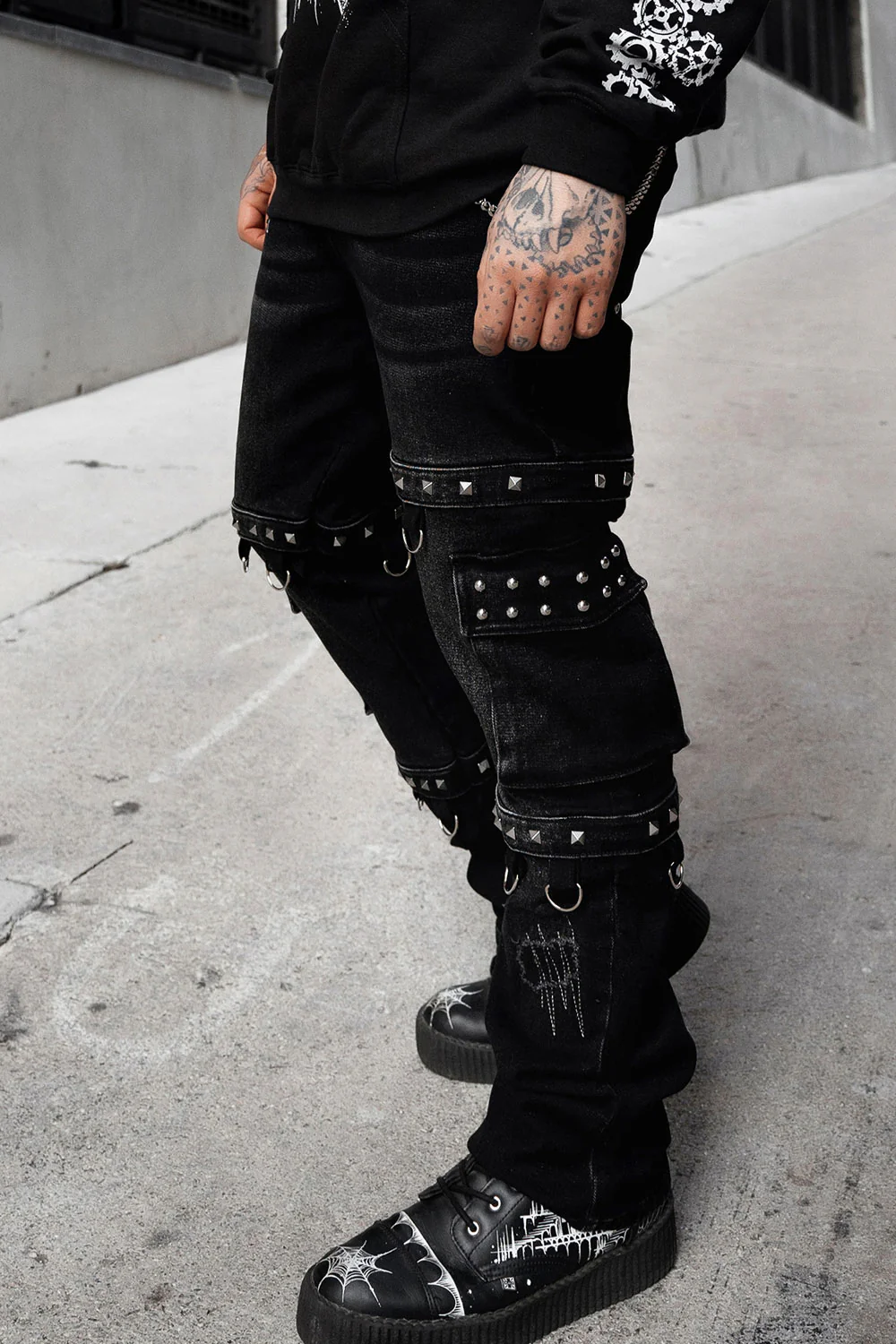 Asylum Scratches Pierced Cargo Pants [Unisex] - Image 5