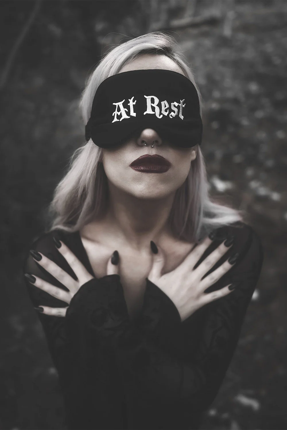 At Rest | Silk Sleeping Mask [Deathly Tired Black]