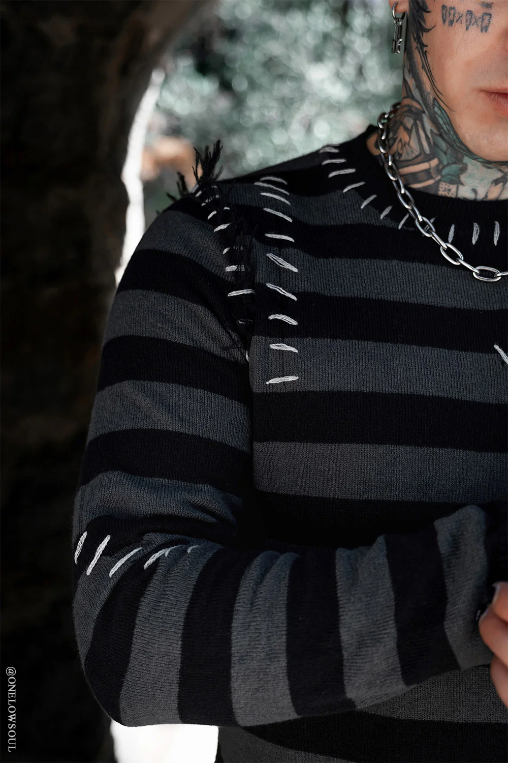 Autopsy Stitch Striped Sweater - Image 11