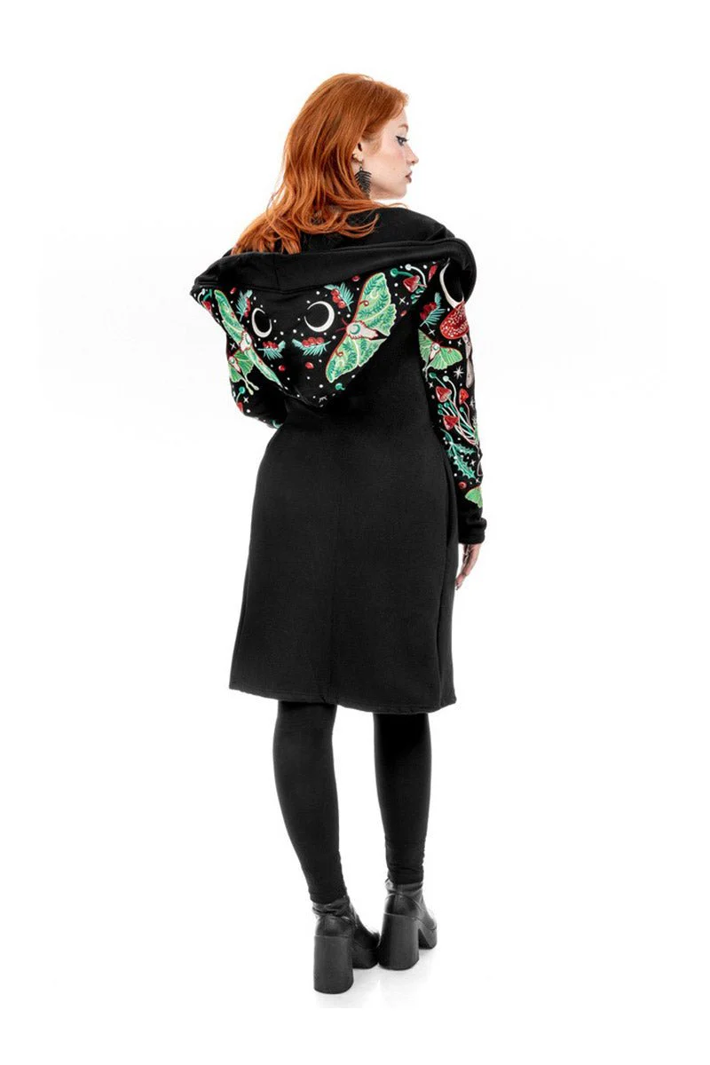 Autumnal Equinox Hoodie With Embroidery Luna Moths - Image 6