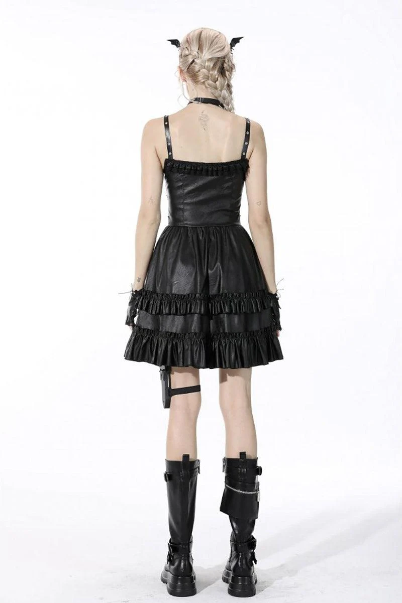 Bad Girl Ruffle Leather Dress - Image 4