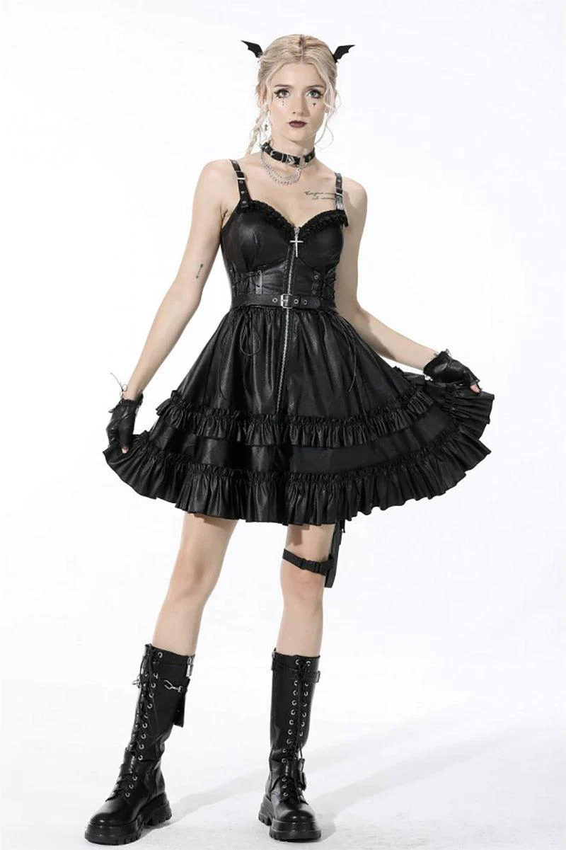 Bad Girl Ruffle Leather Dress - Image 5