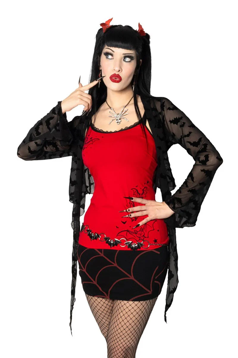 Bat Outline Red Lace Cami Top - Image 3
