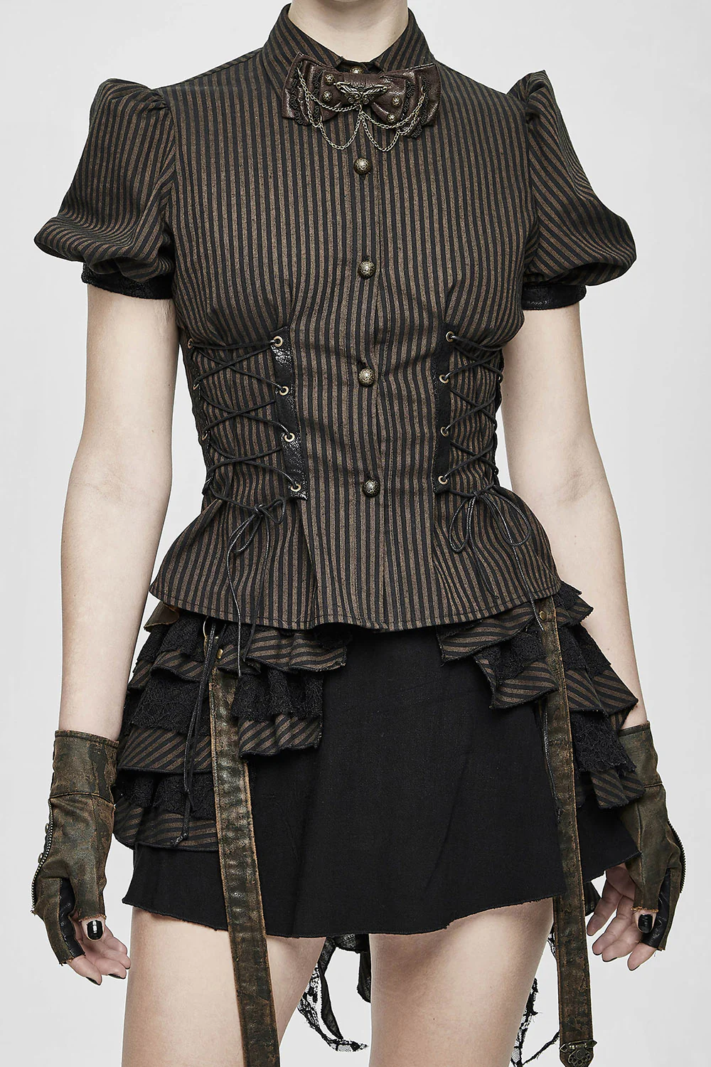 Belladonna Stripe & Stitch Puff Sleeve Top