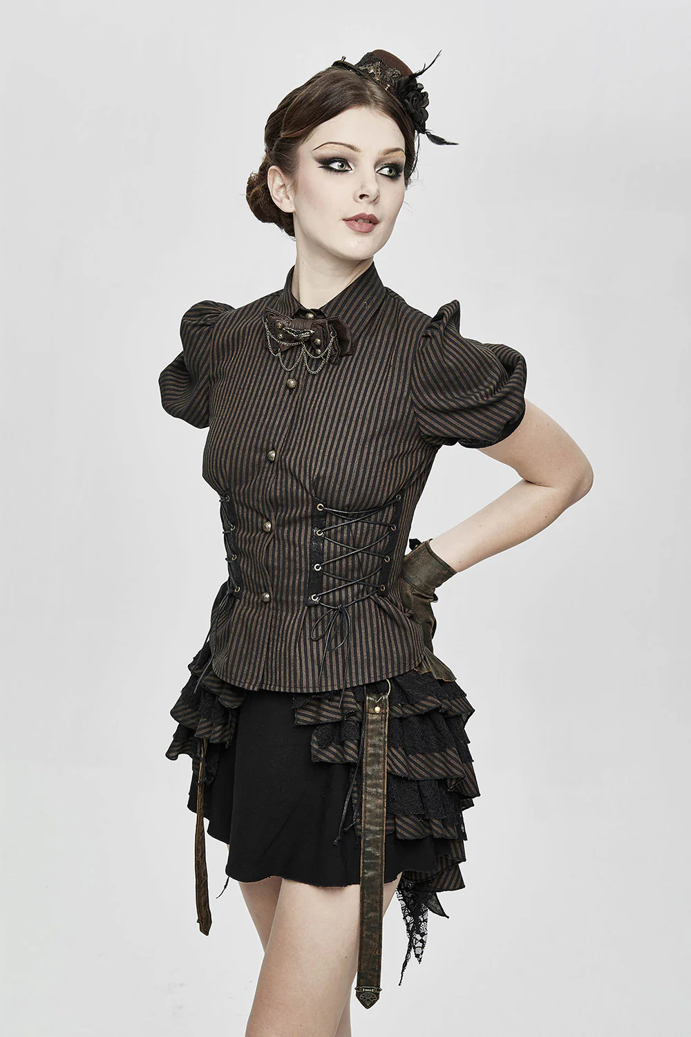 Belladonna Stripe & Stitch Puff Sleeve Top - Image 2