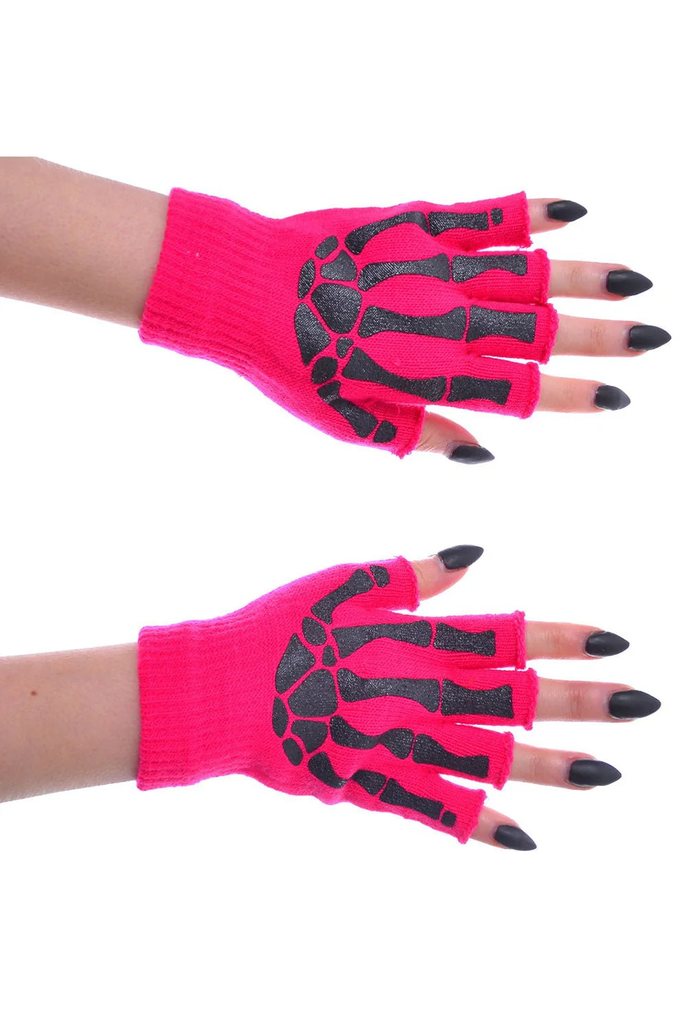 BGS Fingerless Skeleton Gloves [PINK]