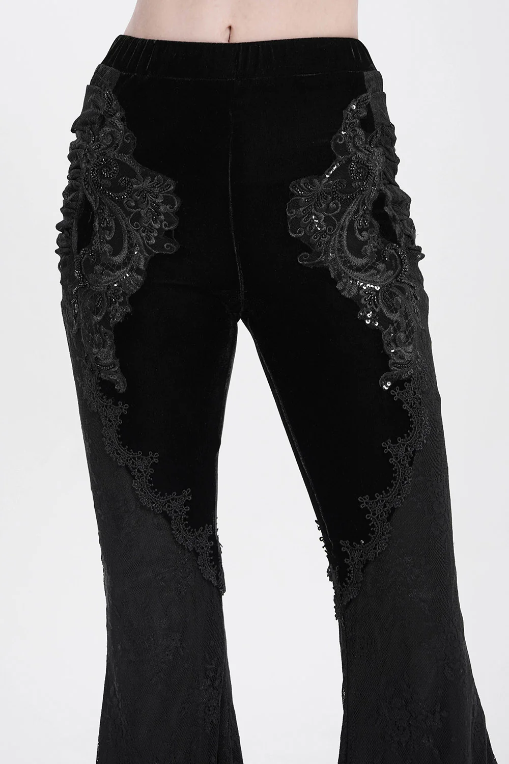 Black Alchemy Velvet Boho Bell Bottoms - Image 3