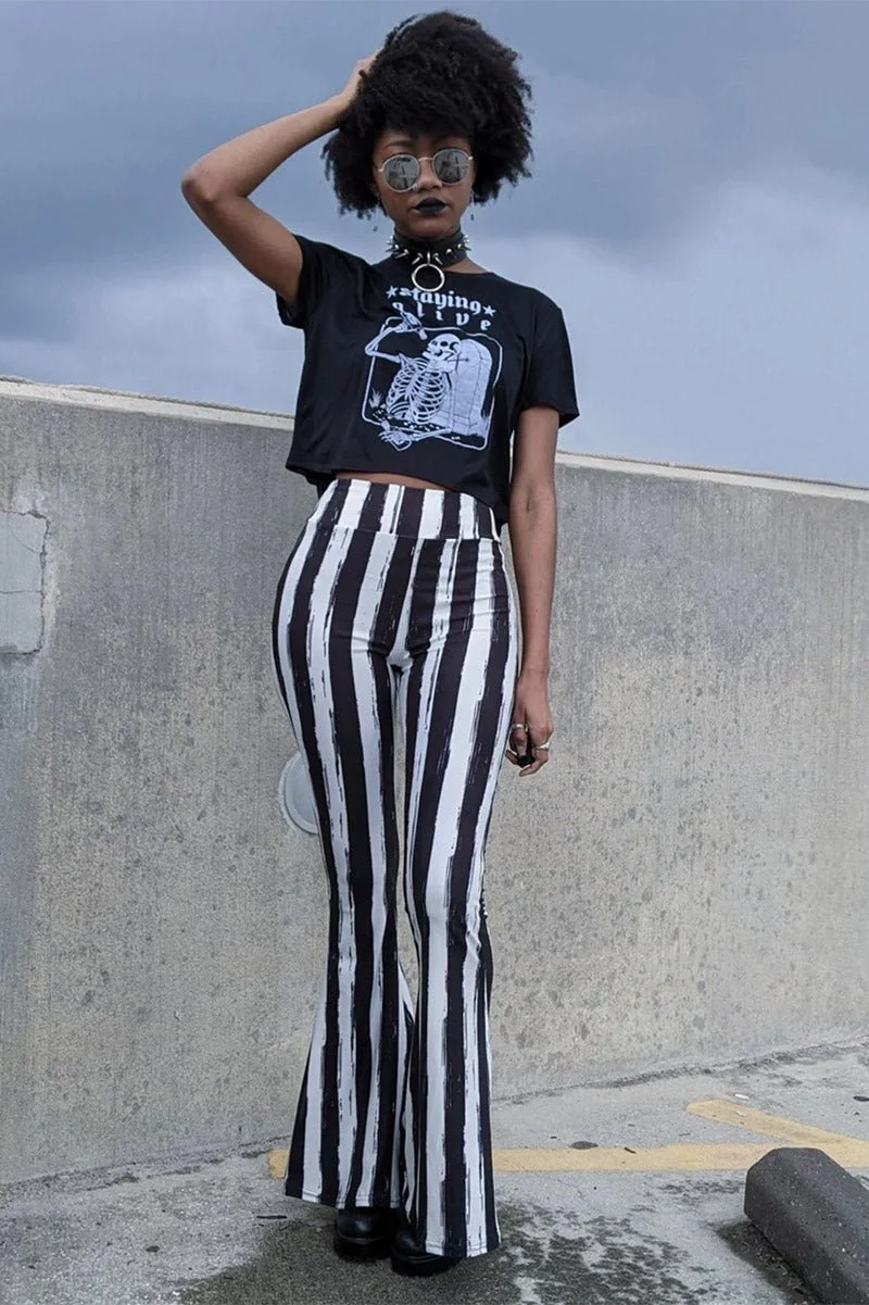 Black and White Striped Hellz Bellz Flares [BLACK/WHITE] - Image 10