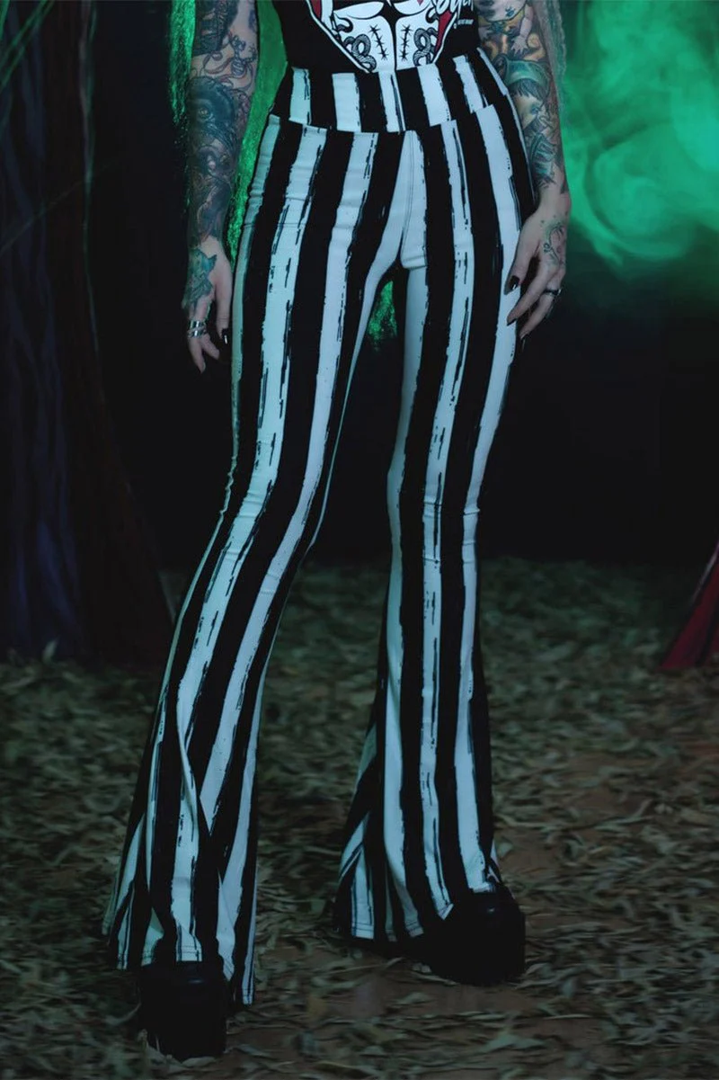 Black and White Striped Hellz Bellz Flares [BLACK/WHITE] - Image 2