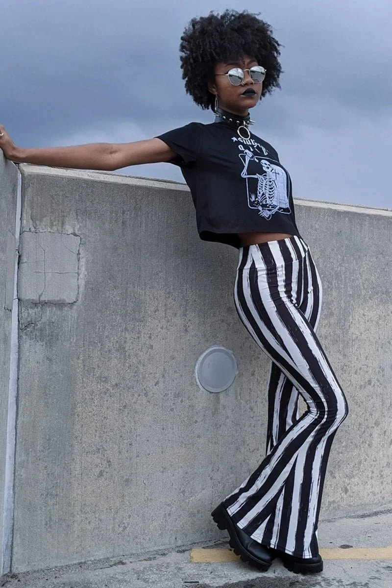 Black and White Striped Hellz Bellz Flares [BLACK/WHITE] - Image 8