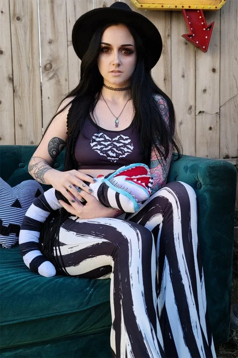 Black and White Striped Hellz Bellz Flares [BLACK/WHITE] - Image 9