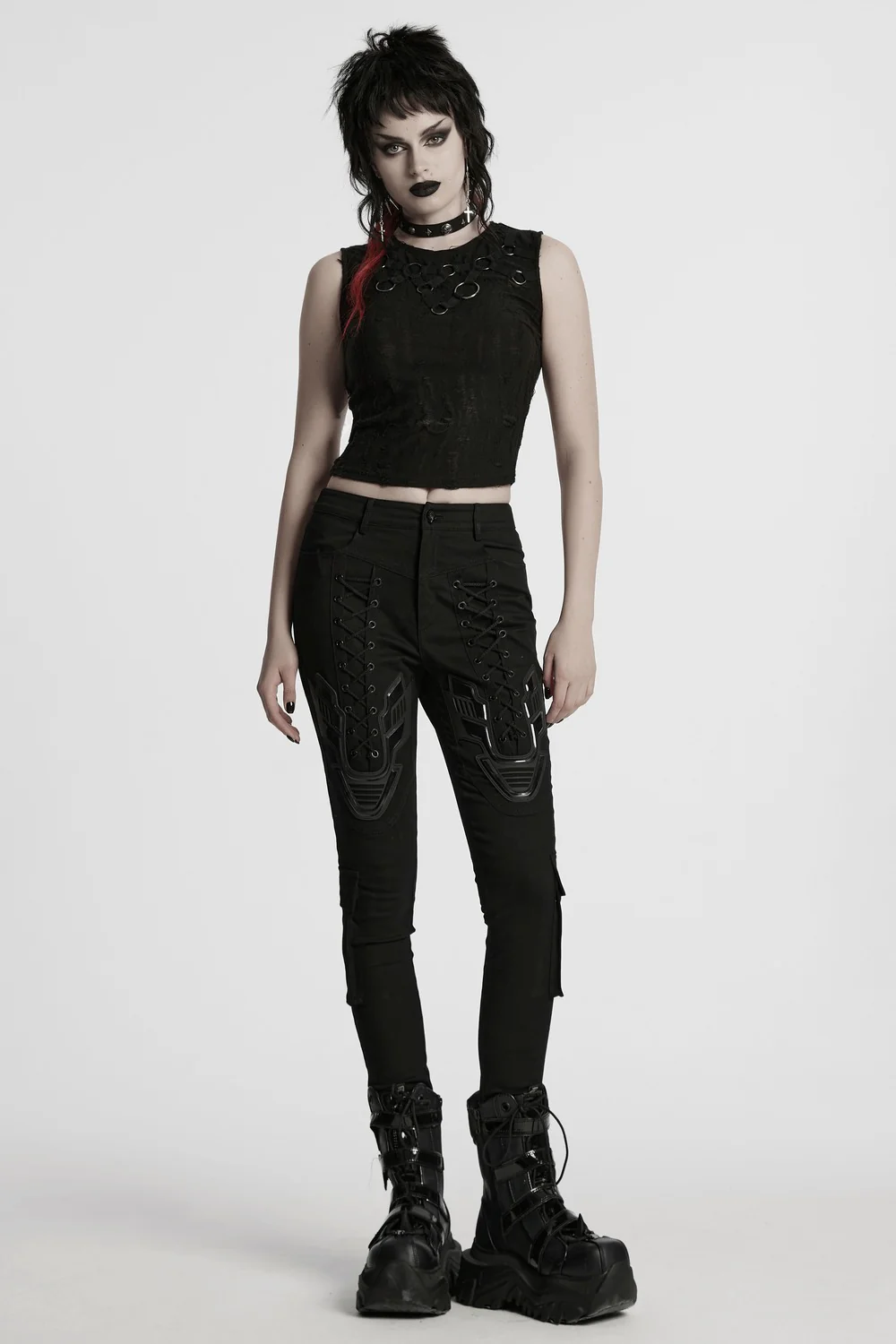 Black Armor Lace-Up Skinny Jeans - Image 4