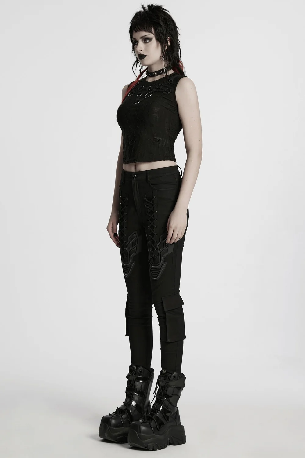 Black Armor Lace-Up Skinny Jeans - Image 6