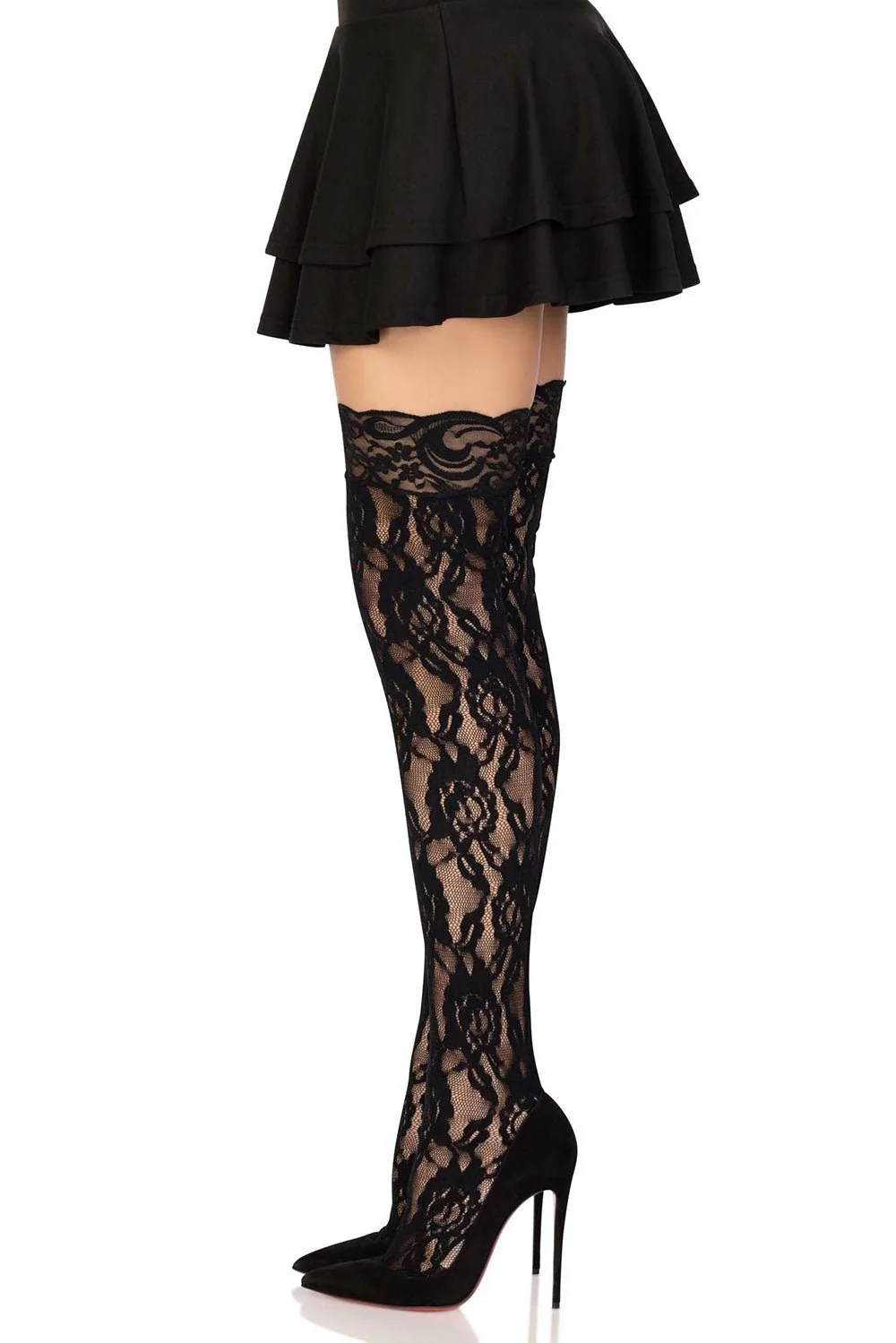 Black Blooms Thigh High Stockings - Image 2