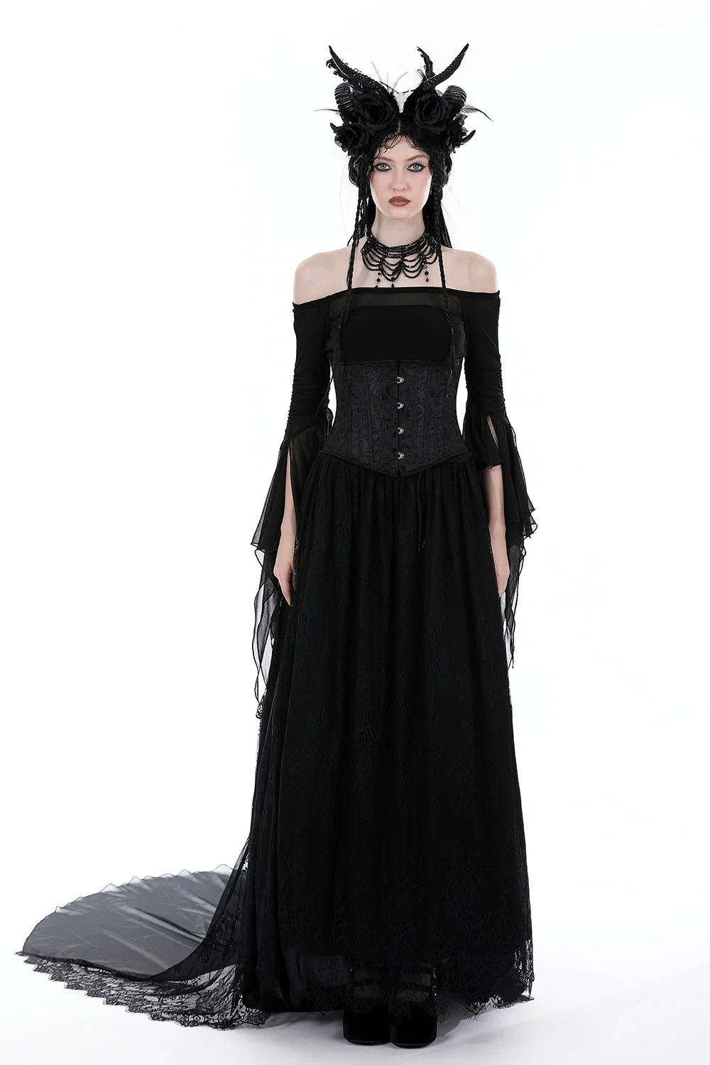 Black Bridal Bustle Skirt - Image 3