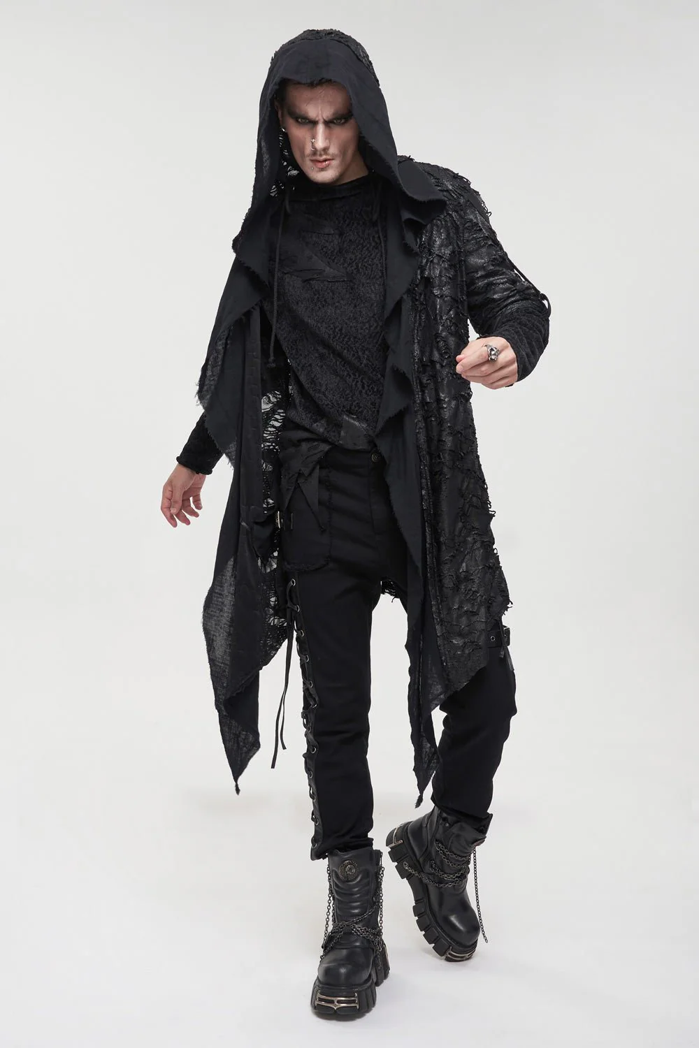 Black Burial Distressed Cardigan