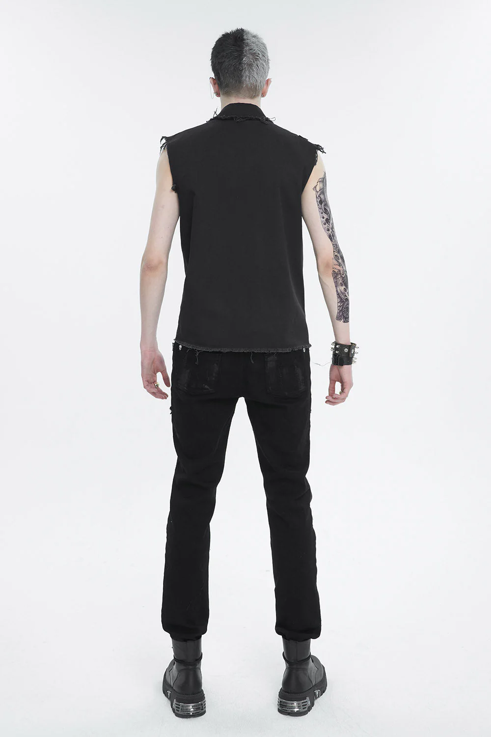 Black Death Denim Vest - Image 5