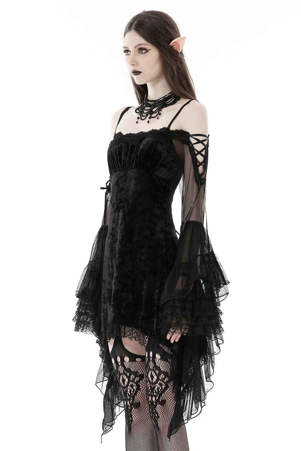 Black Fantasy Velvet Dress - Image 3