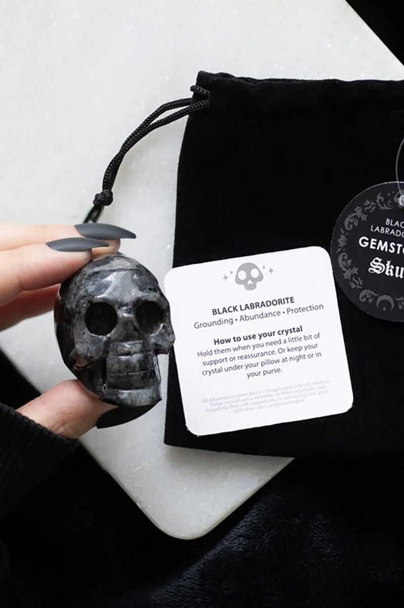 Black Labradorite Crystal Skull