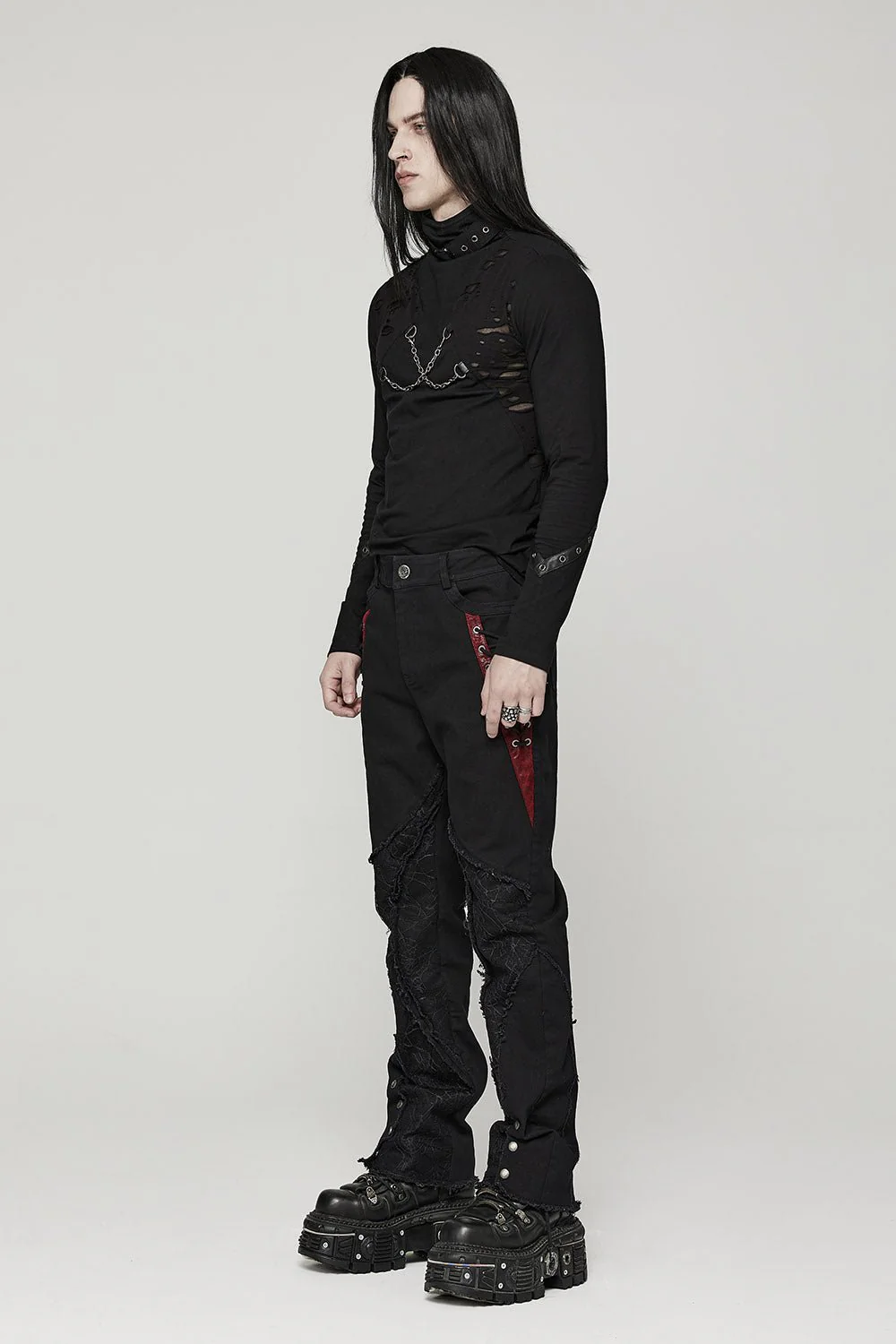 Black Lord Lace-Up Pants [BLACK/RED] - Image 5