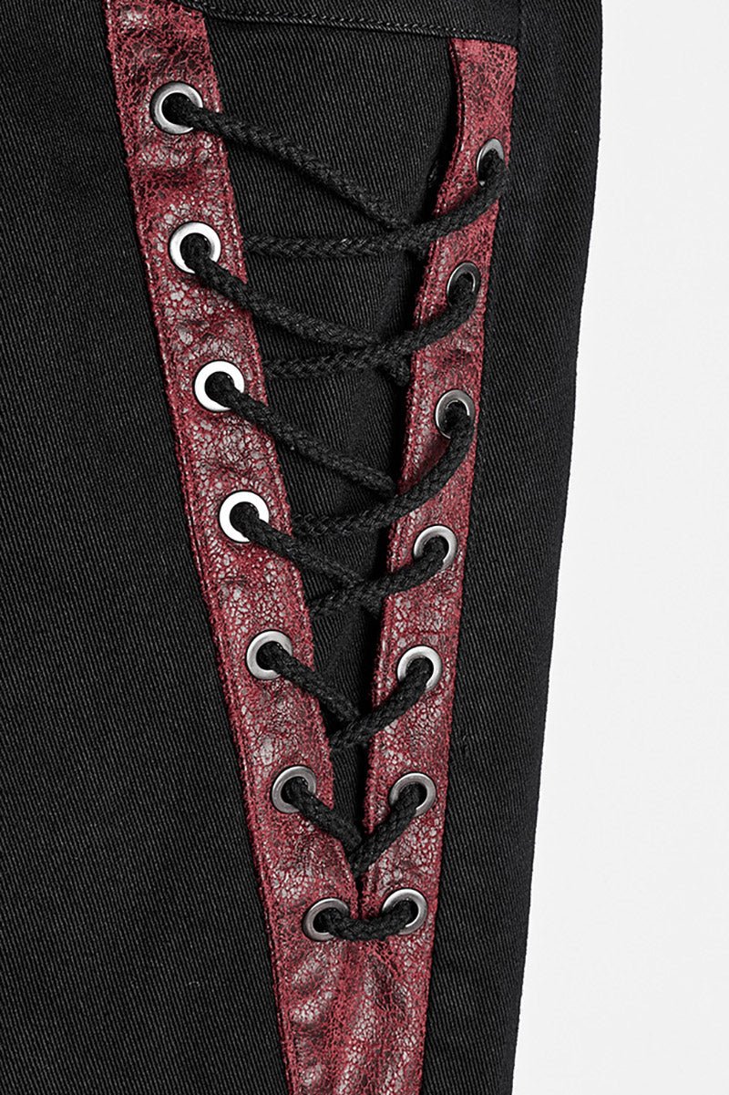 Black Lord Lace-Up Pants [BLACK/RED] - Image 7
