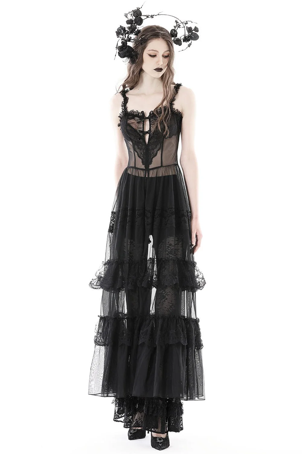 Black Madonna Mesh Maxi Dress - Image 4