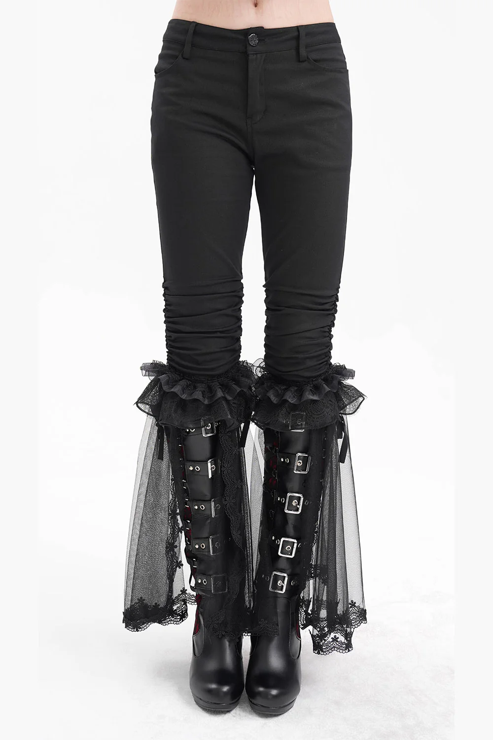 Black Mast Ruffle Flared Pants - Image 4