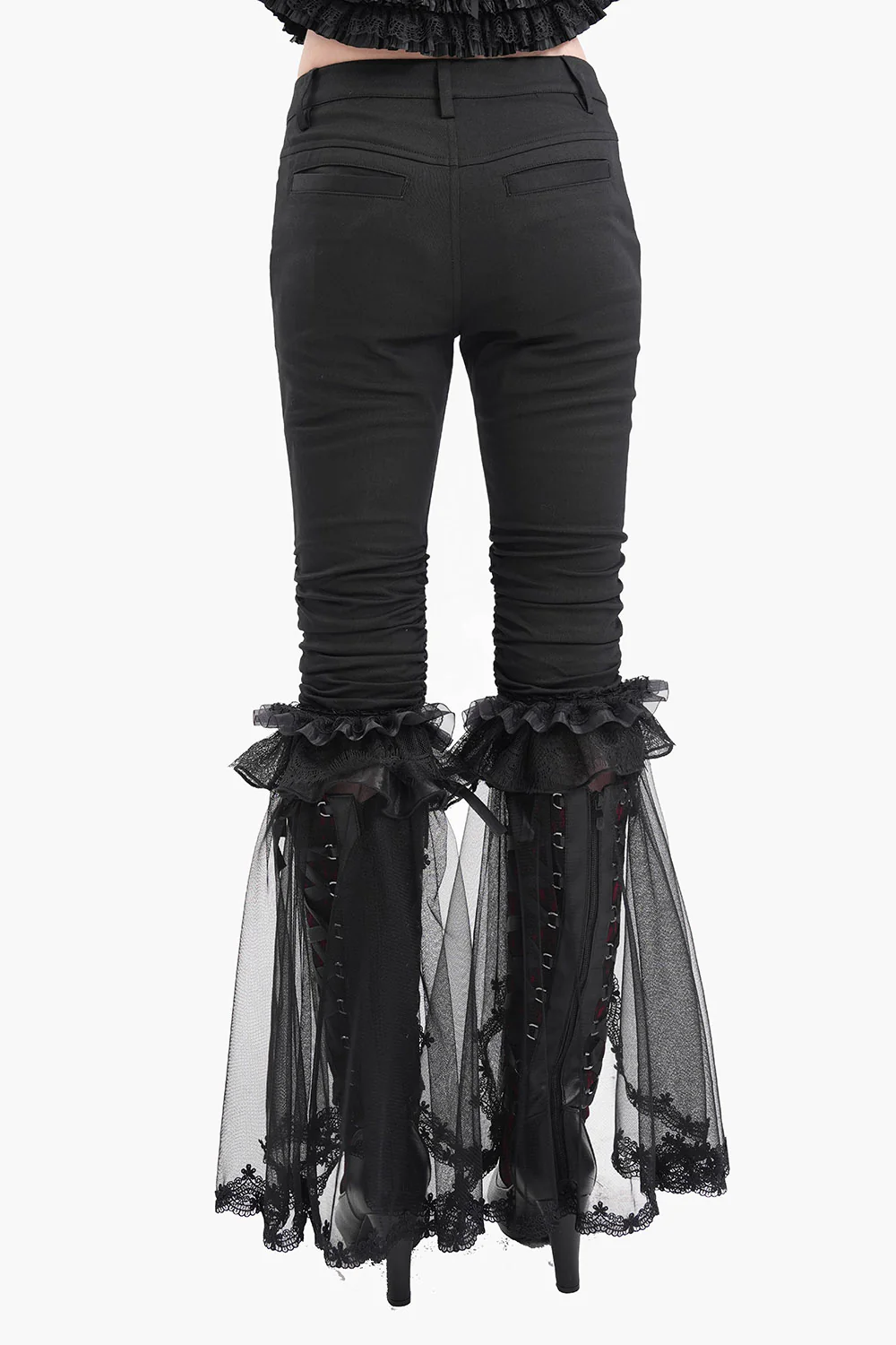 Black Mast Ruffle Flared Pants - Image 7