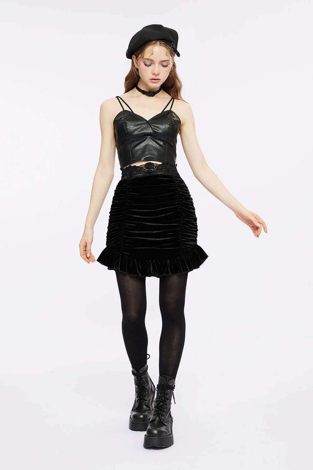 Black Prayer Bustle Mini Skirt - Image 2