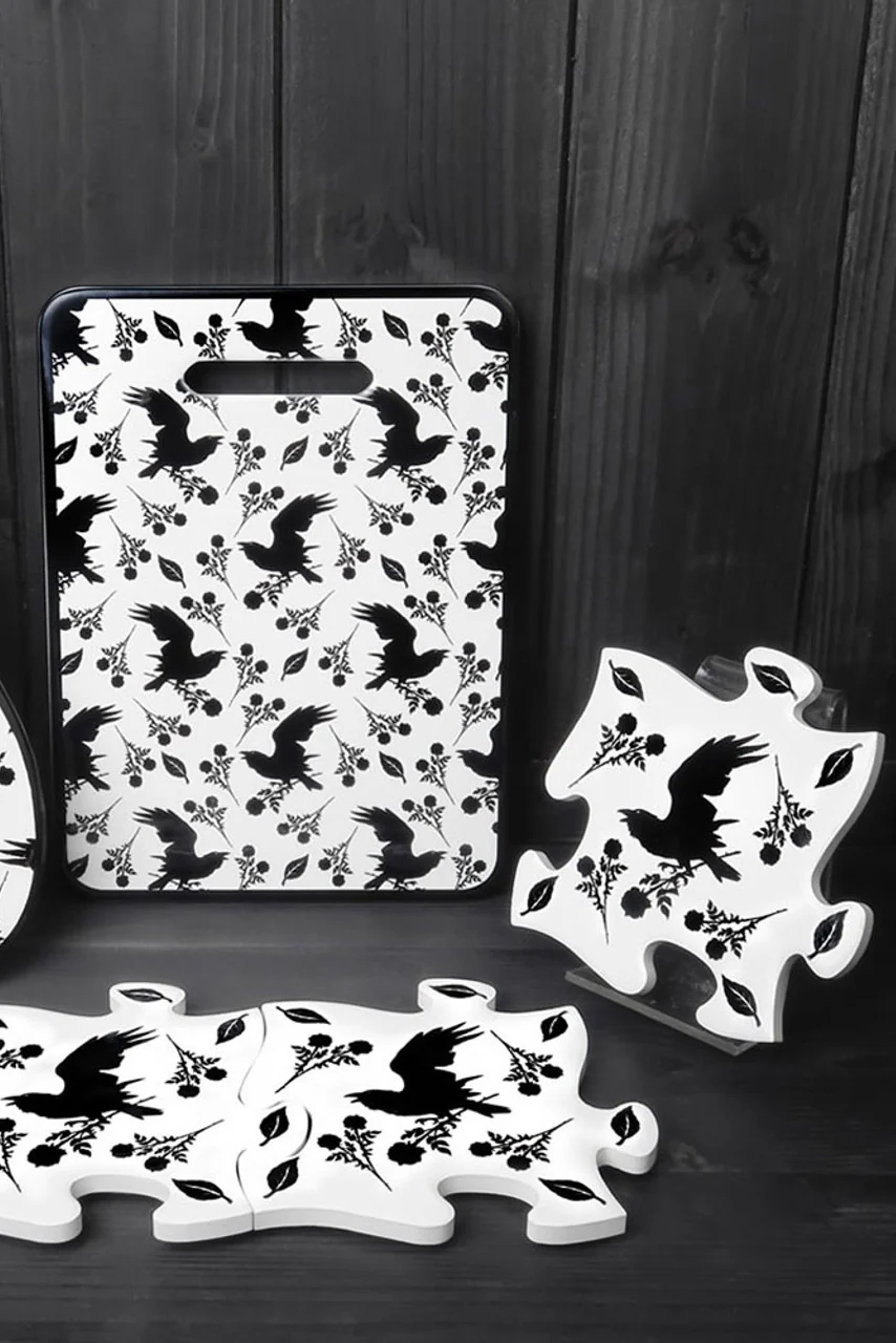 Black Raven & Rose Coaster Set - Image 3