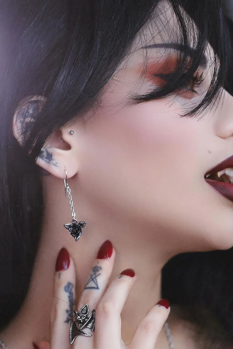 Black Rose Droppers Earrings - Image 2