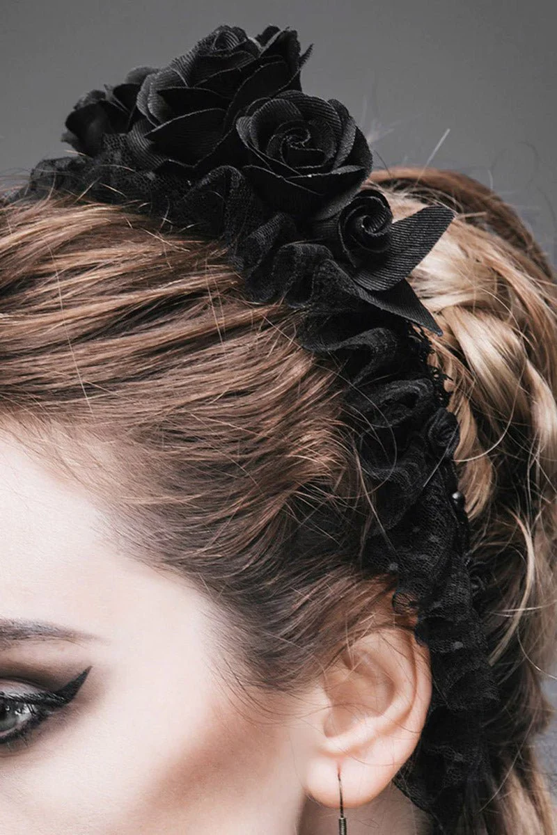 Black Rose Headband - Image 3