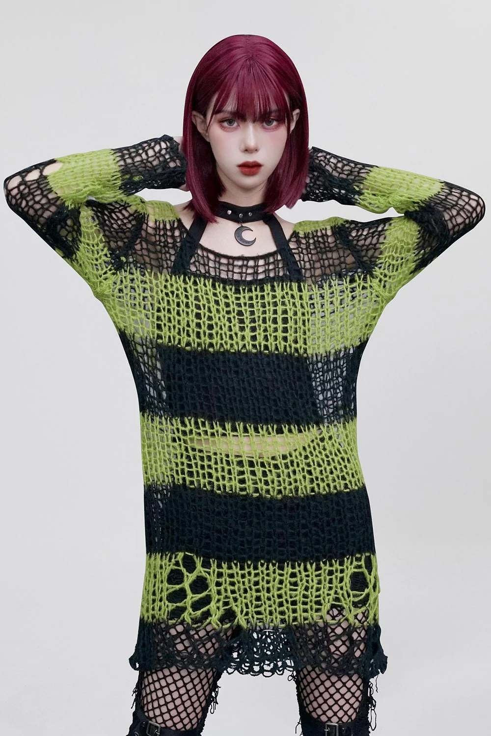Bleed Green Striped Sweater [BLACK/GREEN] - Image 3