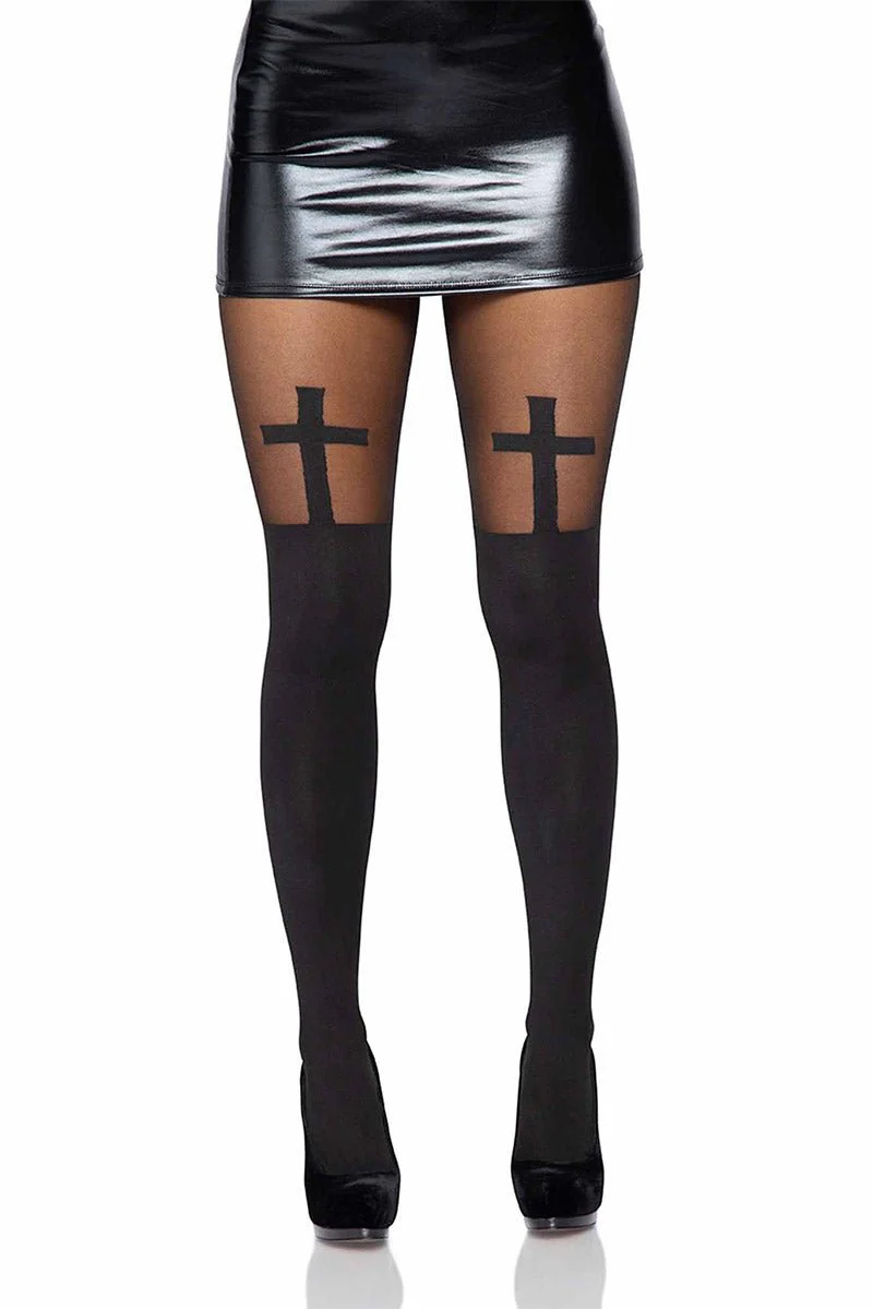 Blessed Be Gothic Cross Tights