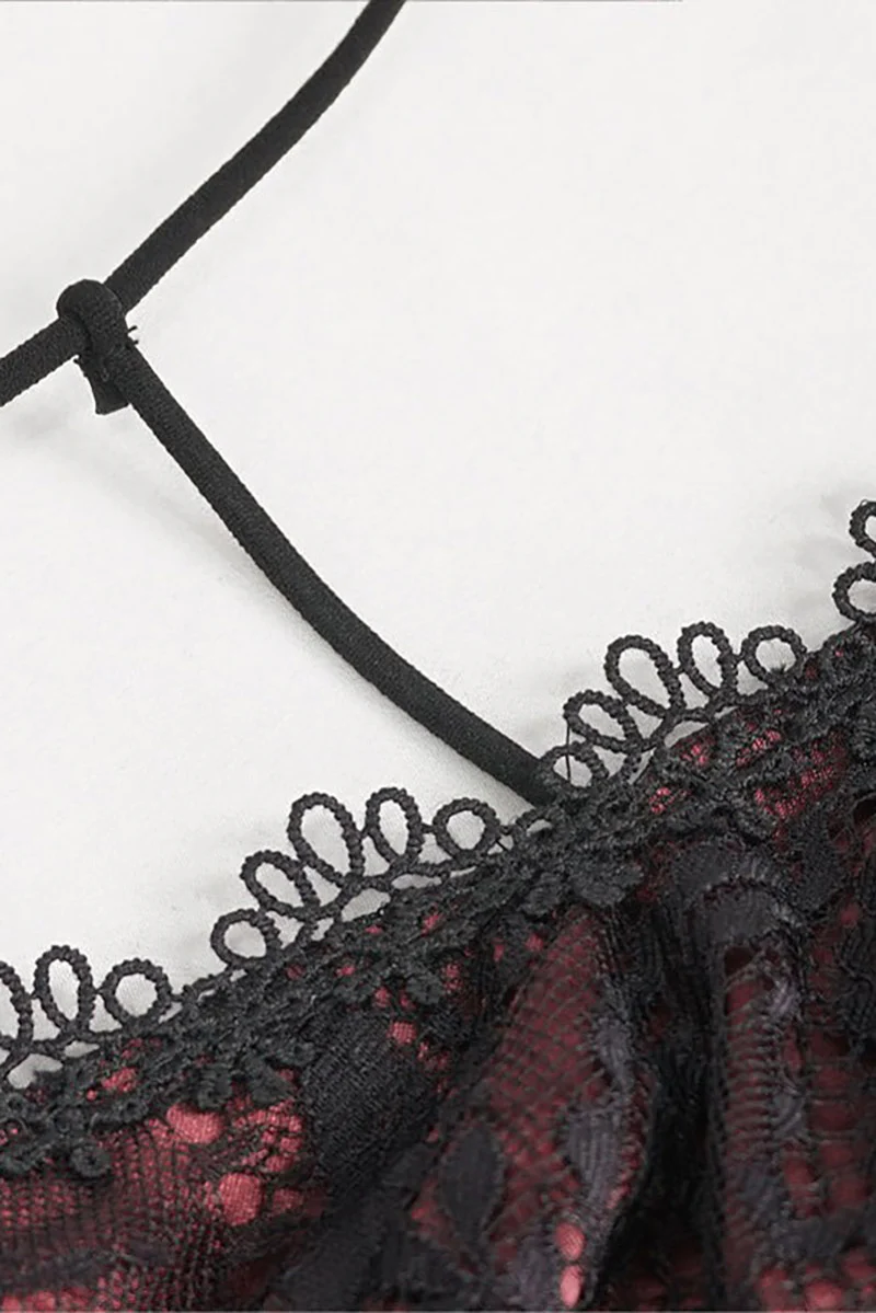 Blood Burgundy Beaded Goth Dress - Image 10