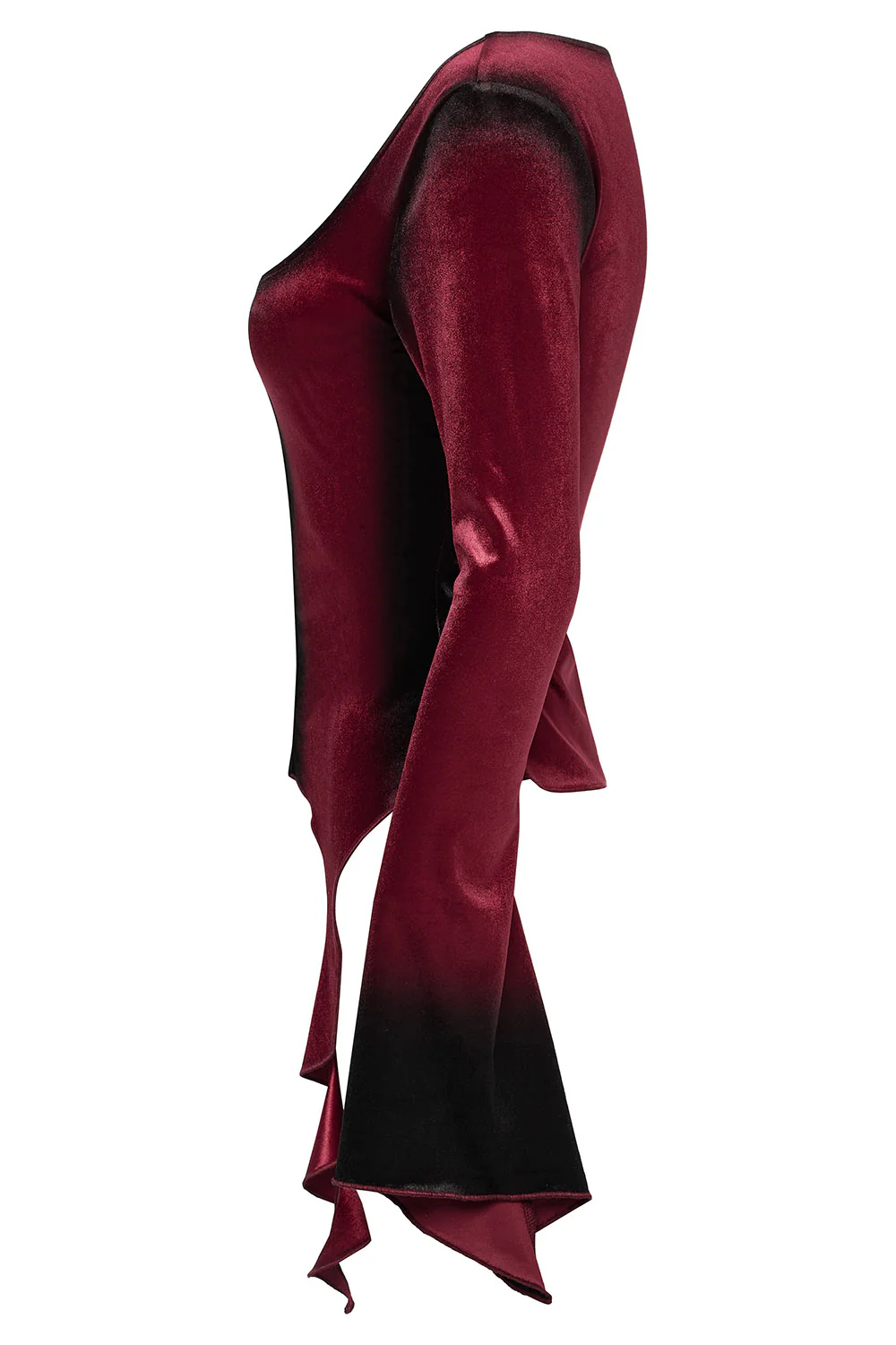 Blood Moon Irregular Hem Flare Sleeve Top [Red] - Image 7