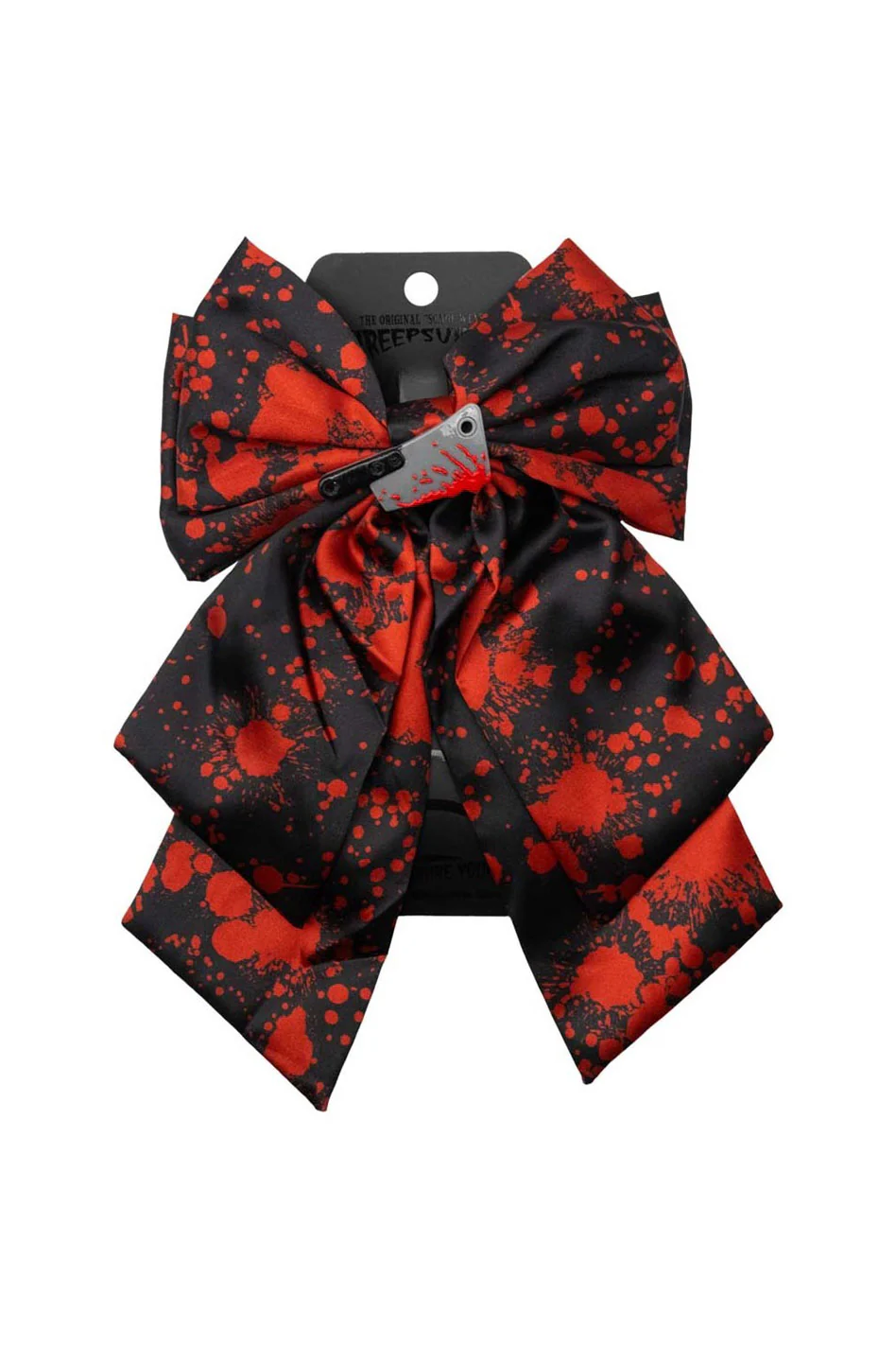 Blood Splatter Cleaver Satin Hair Bow - Image 3