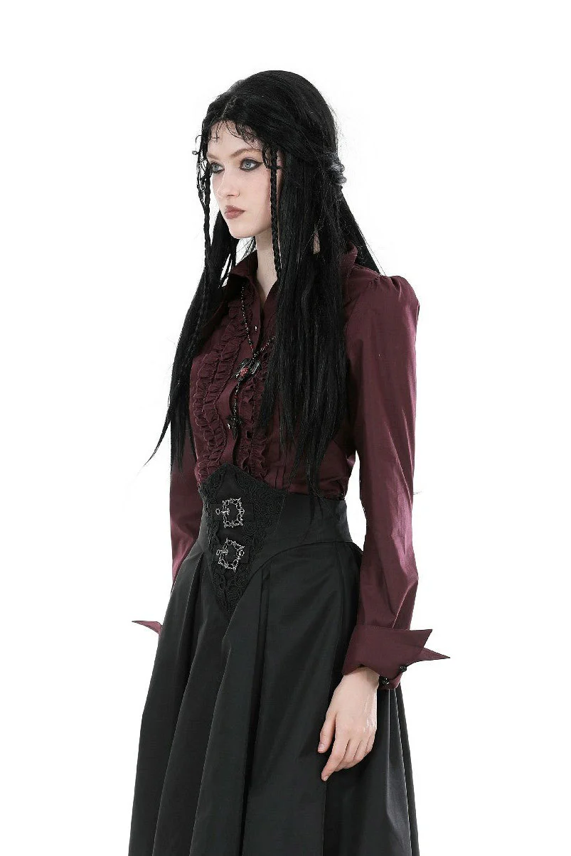 Blood Wine Button-Up Shirt [Burgundy] - Image 4
