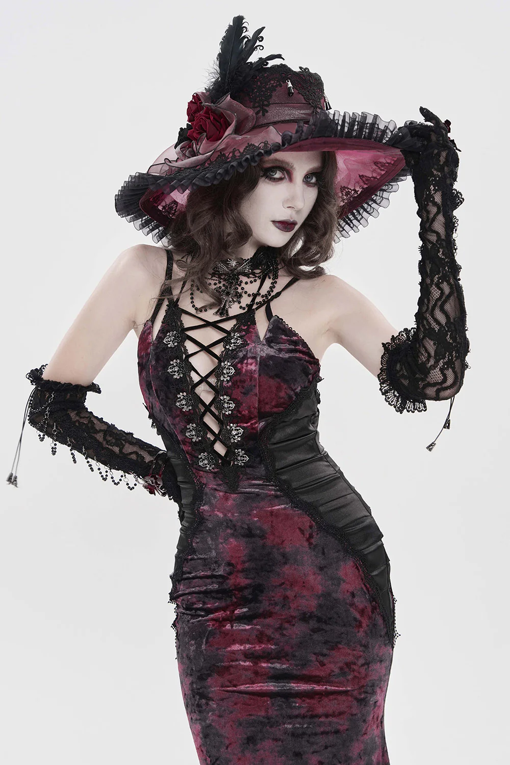 Bloodrose Ruffled Lace Garden Hat - Image 3