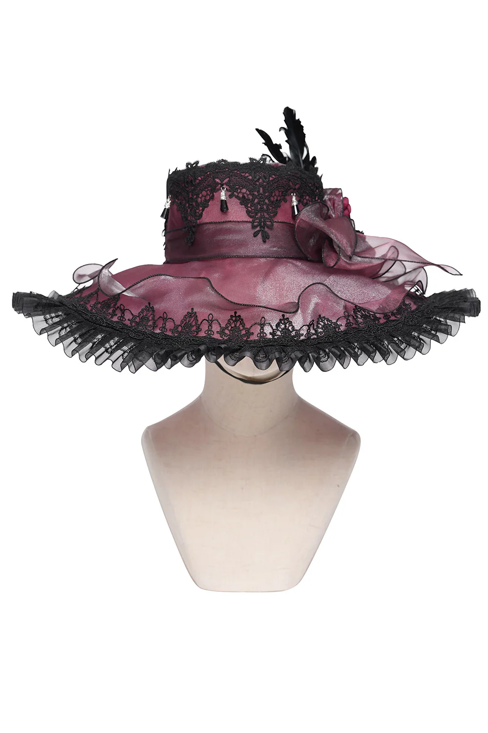 Bloodrose Ruffled Lace Garden Hat - Image 6