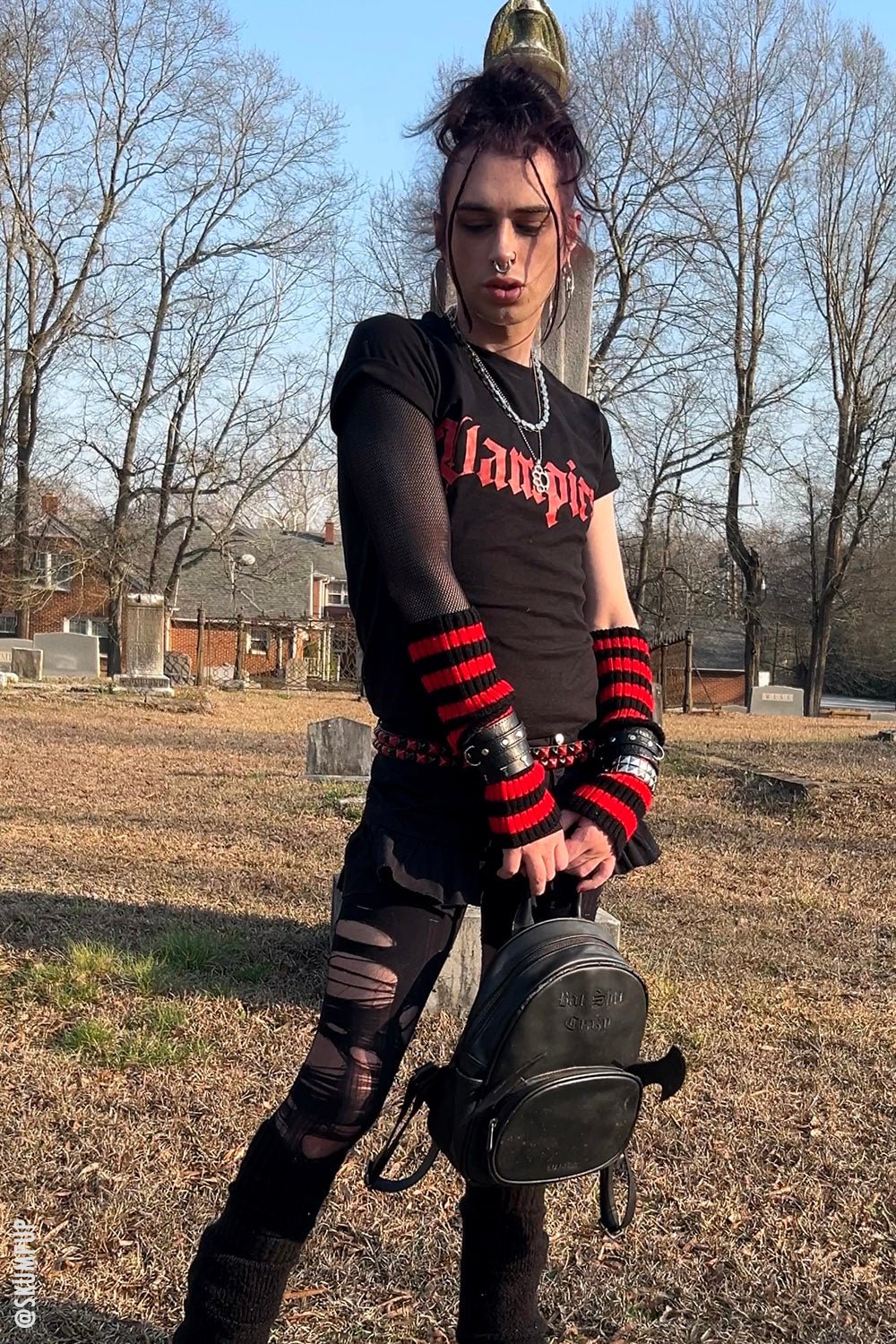 Bloodthirst Striped Leg Warmers [BLACK/RED] - Image 8