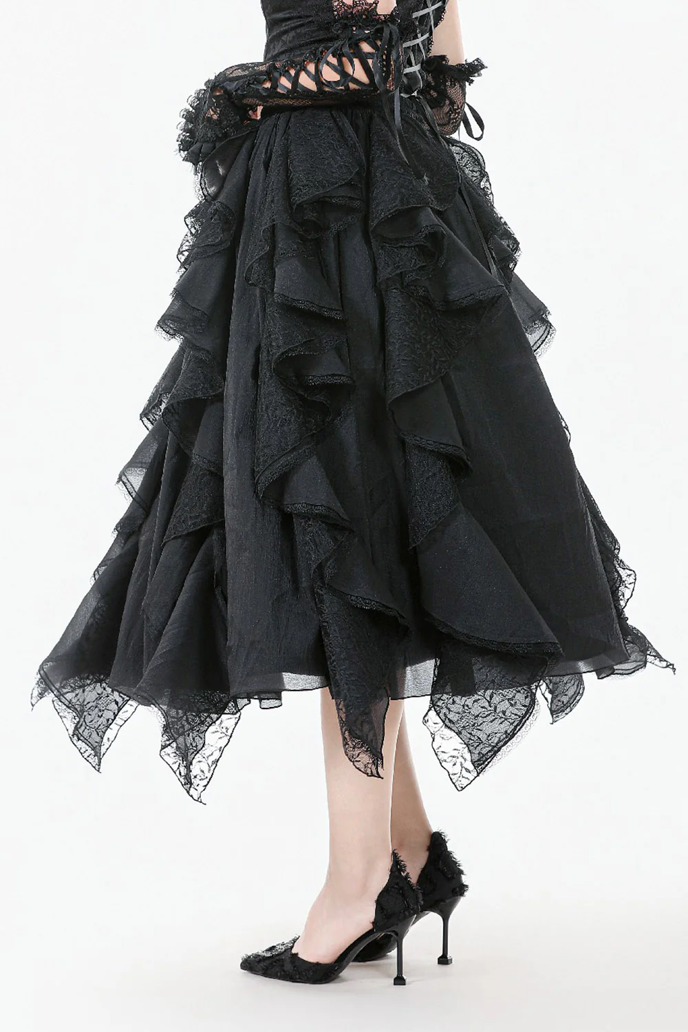 Bonham Layered Lace & Chiffon Skirt - Image 4