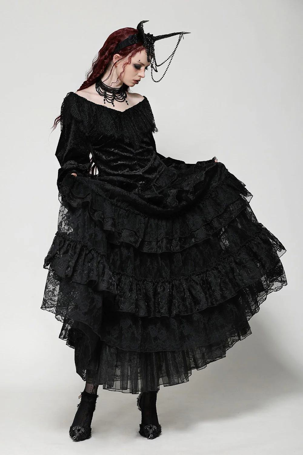 Calypso Gothic Tiered Lace Skirt - Image 2