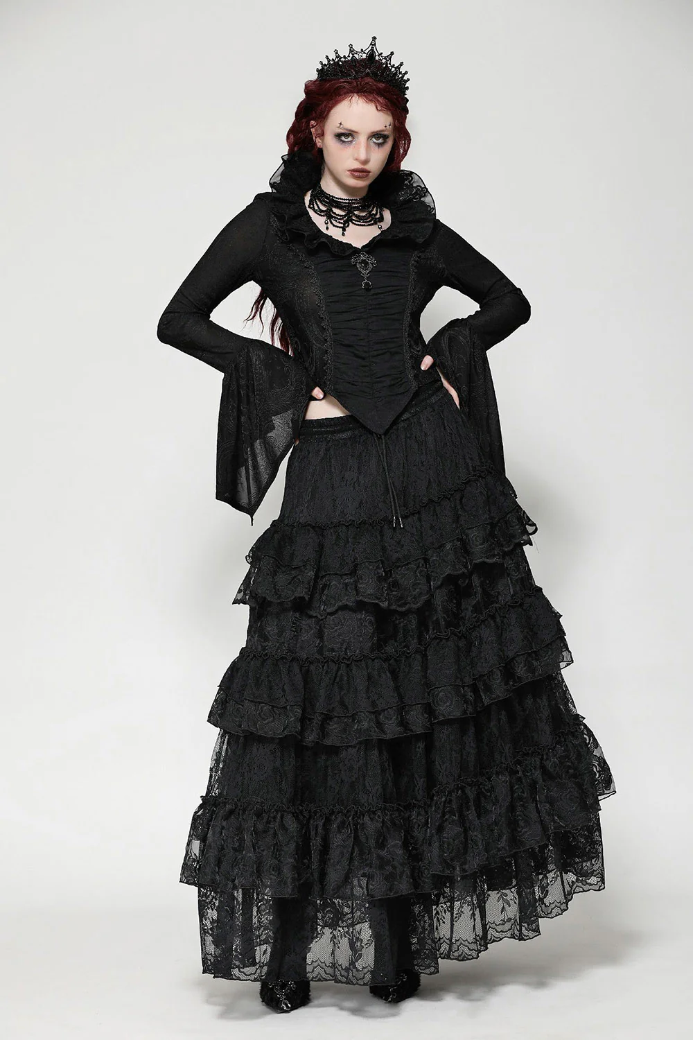 Calypso Gothic Tiered Lace Skirt - Image 3