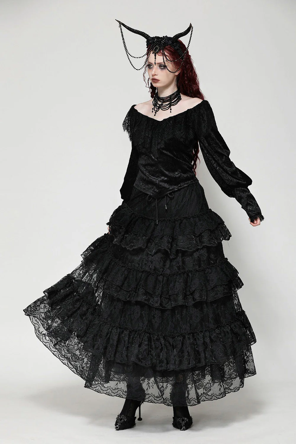 Calypso Gothic Tiered Lace Skirt - Image 5